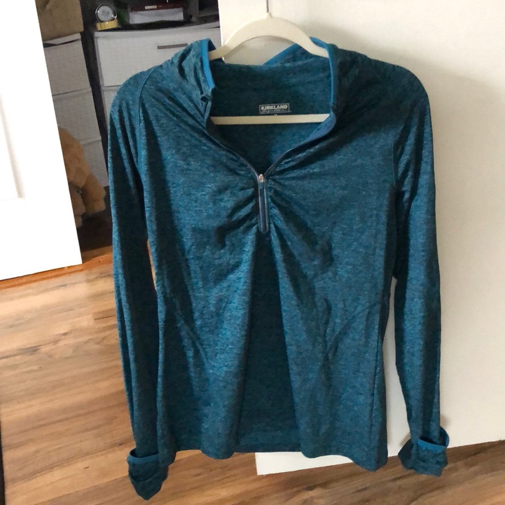 Turquoise quarter zip running top